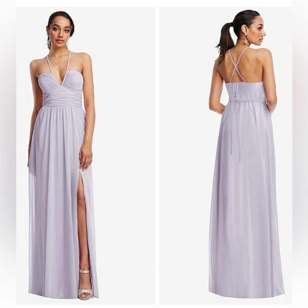PLUNGING V-NECK MAXI DRESS MOONDANCE$139 BRIDESMAID ANNA STYLE TH113 LUX CHIFFON
